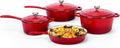 QuliMetal Nonstick Enameled Cast Iron Cookware Set, 4-Piece Pots and Pans Set with Lids, Dutch Oven for Sourdough Bread Baking, Oven Safe up to 500°F, Compatible with All Stovetops