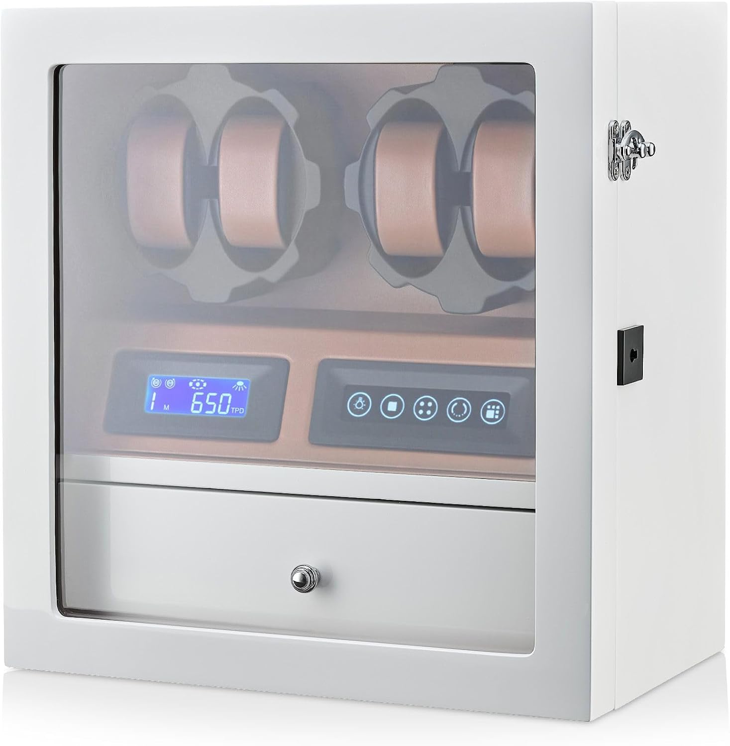4 Watch Winder with 5 Watch Storage Space, LCD Display, Touch Control and Interior Light