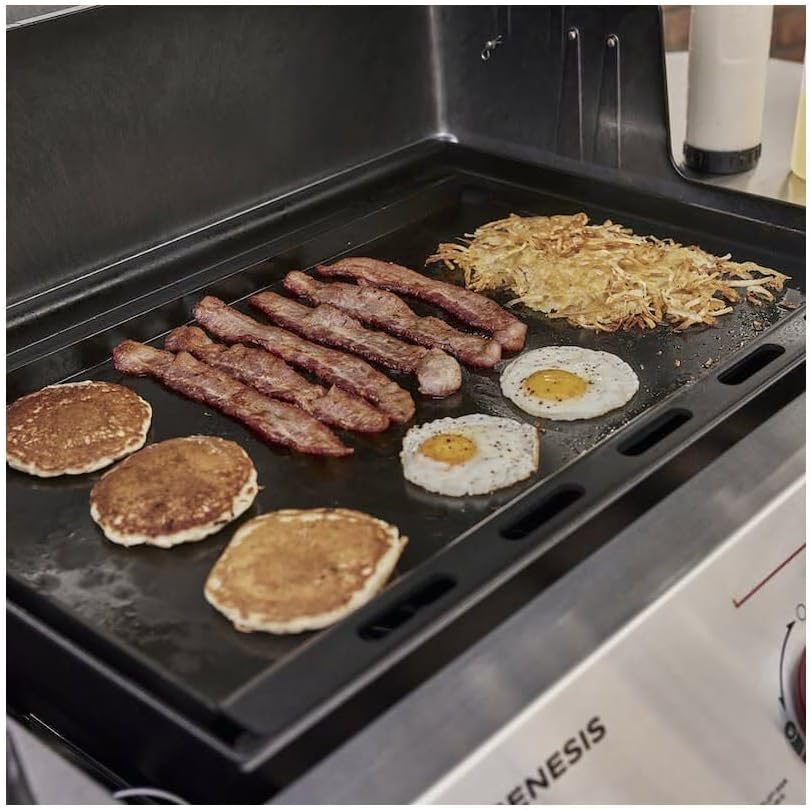 Weber Rust‑Resistant Outdoor Griddle Insert, Full‑Size – Pre-Seasoned Carbon Steel Griddle for Summit and Genesis 300 Series (3 Burners), Gas Grill Accessory