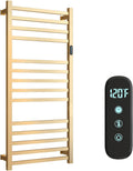 Luxury Heated Towel Rack Wall Mounted Towel Warmers, 14 Bars Towel Warmer Rack for Bathroom with Timer & Temperature Multi-Level Adjustable, Hardwired and Plug-in Compatible (Brushed Gold)