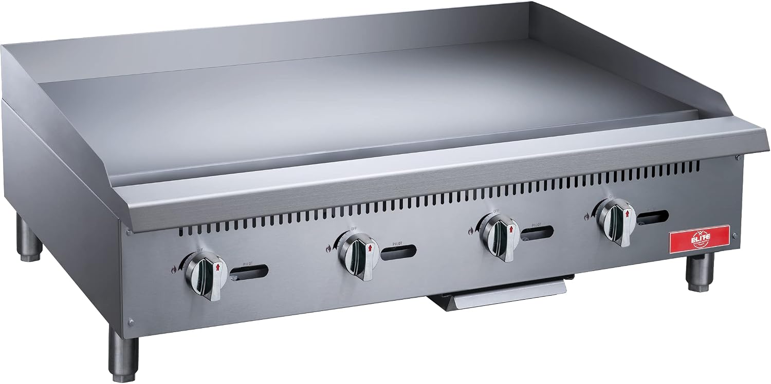 Commercial Countertop Griddle, ETL 48' Flat Top Grill Natural Gas (NG) / Propane, 4 Burners - 120000 BTU