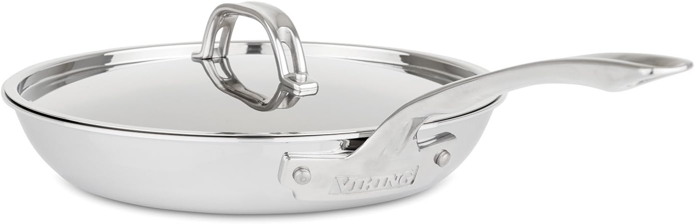 Viking 3-Ply Stainless Steel Nonstick Fry Pan, 10 Inch with Lid