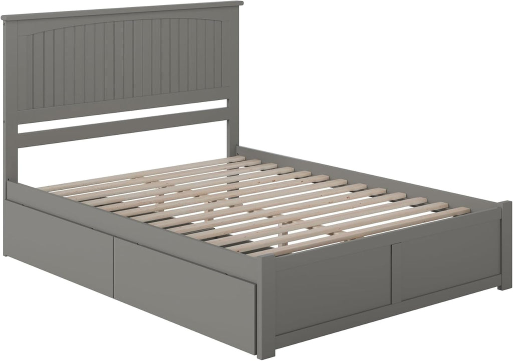 AFI, Nantucket King Platform Bed with Footboard & Storage Drawers, Grey