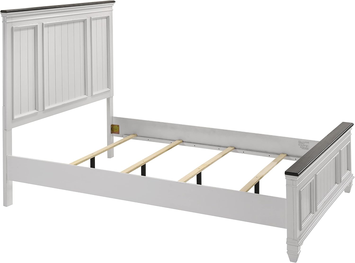 Clelane Wood Bedroom Set with Shiplap Panel Queen Bed, Dresser, Mirror, and Nightstand in Weathered White and Dark Gray