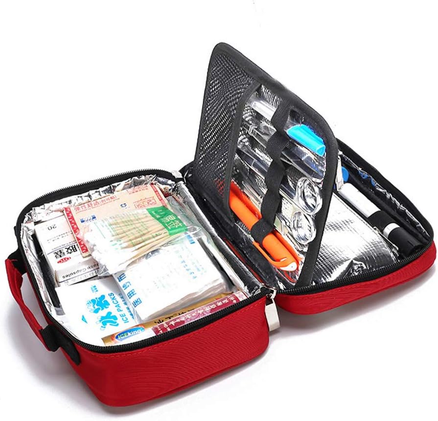First Aid Kit Waterproof Portable Small Medicine Cold Storage Box Insulin Insulation Bag for Home, Workplace, Car, Caravan, Travel, Camping, Hiking(Red)
