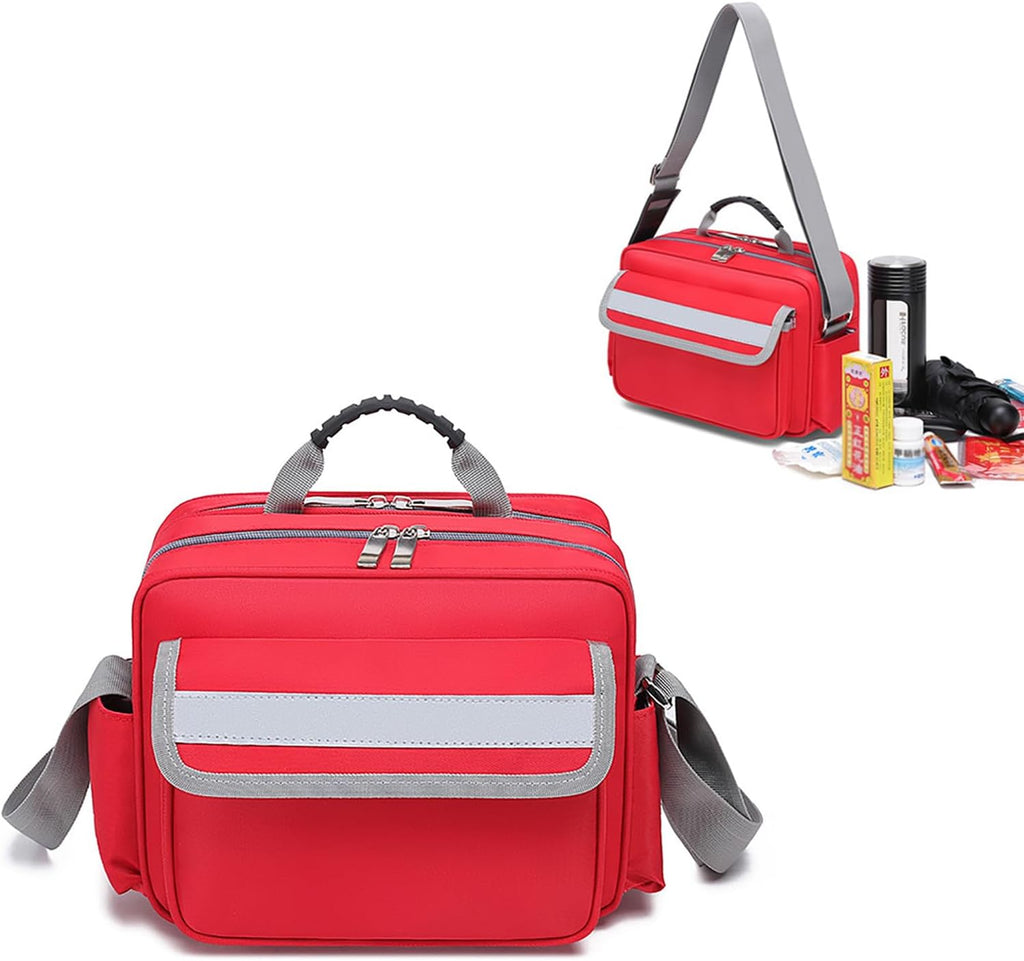 First Aid Kit Bag Empty, Travel Medical Portable Pouch Medicine Organizer Storage, Emergency for Home Outdoor Camping Hiking Office Car(Red)