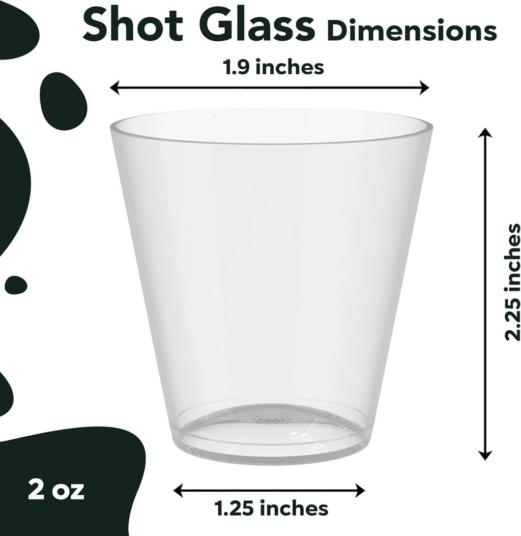 Exquisite Plastic Shot Glasses - Disposable 2500 Count 2 Oz Clear Shot Cups - Perfect Party Supplies