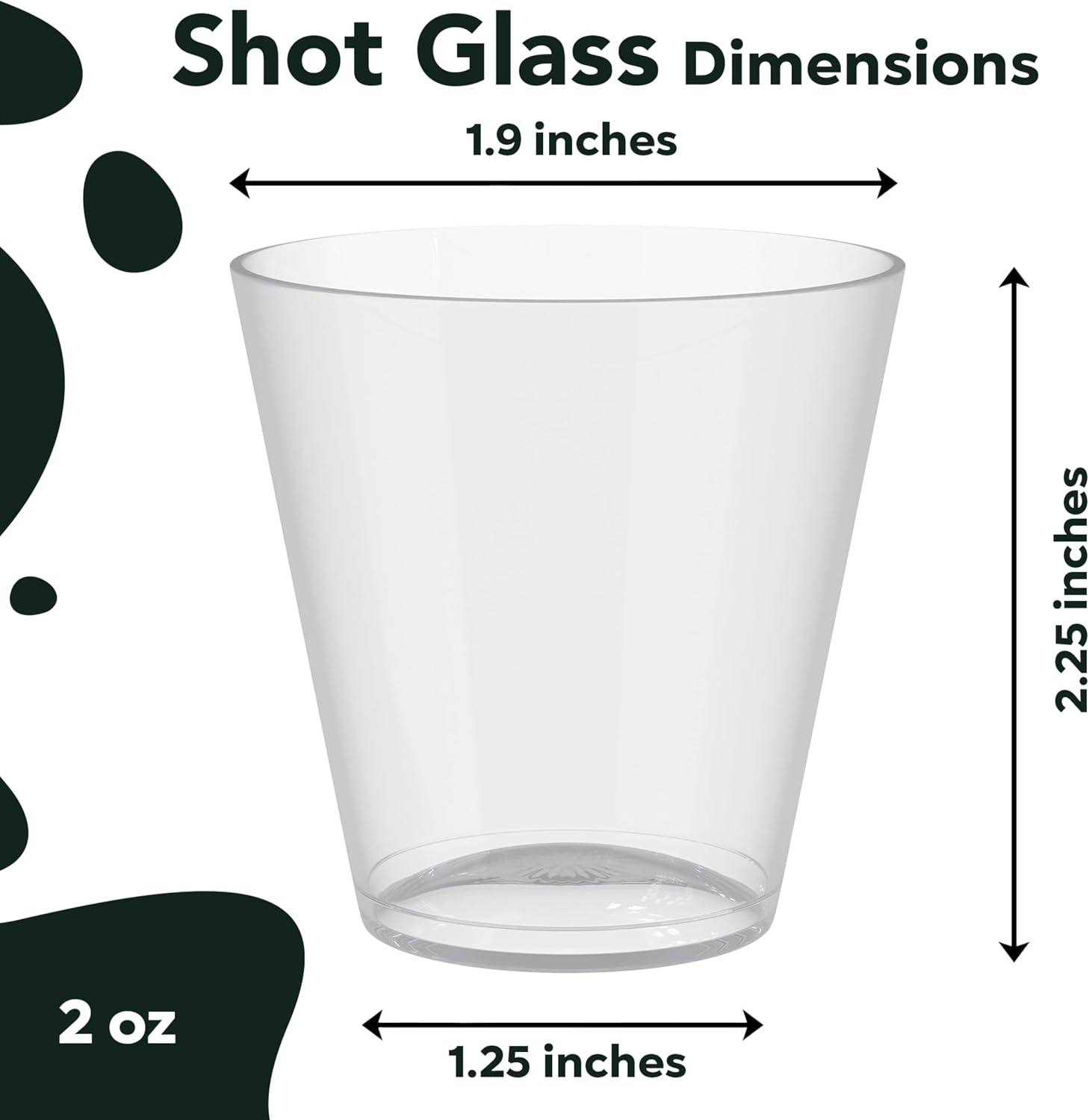 Exquisite Plastic Shot Glasses - Disposable 2500 Count 2 Oz Clear Shot Cups - Perfect Party Supplies