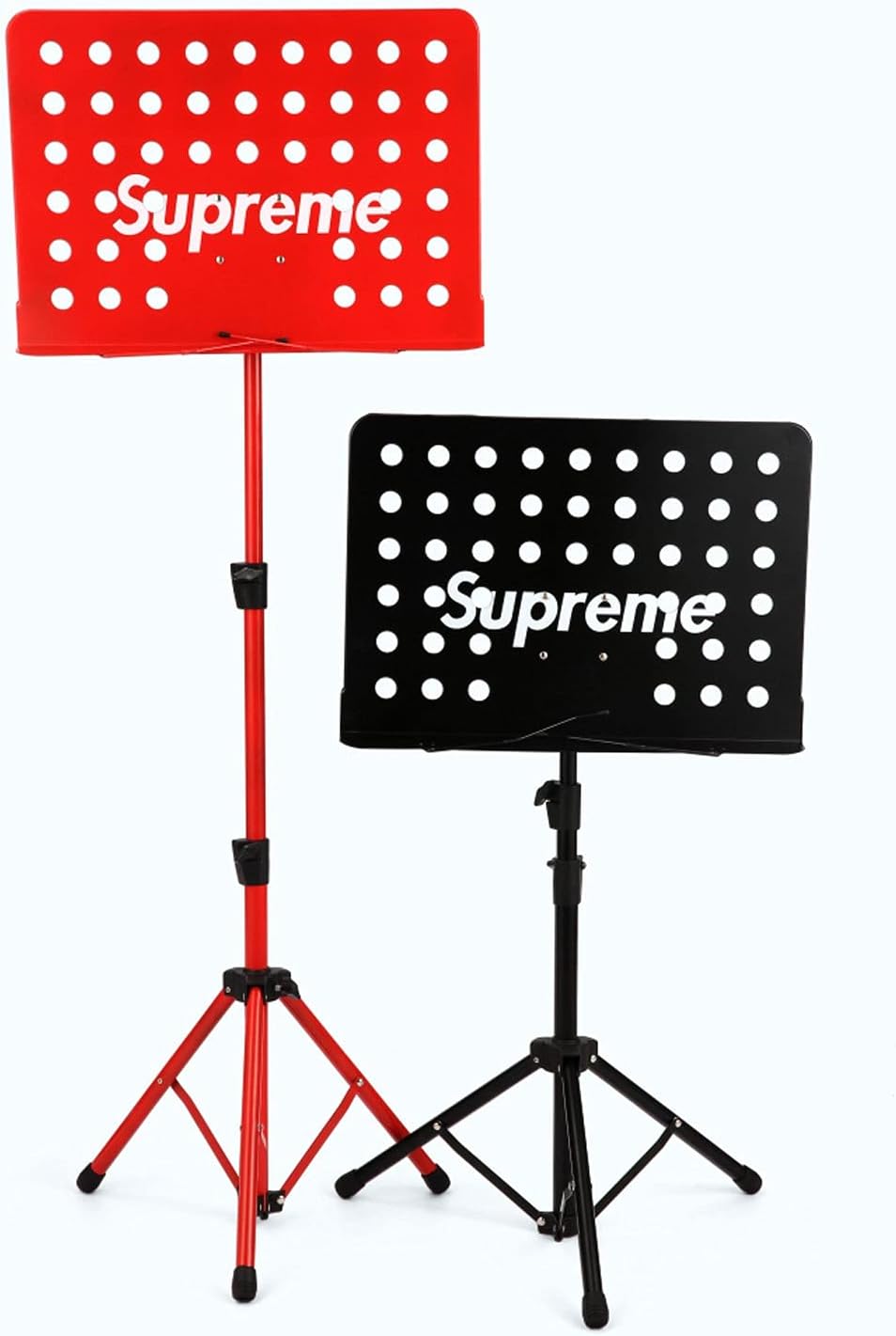 Music Stand Sheet Music Stand Portable Music Stand with Carrying Bag and Microphone Metal Adjustable Height Holder for Laptop Projector Book Stand (Color : Red) (Black)