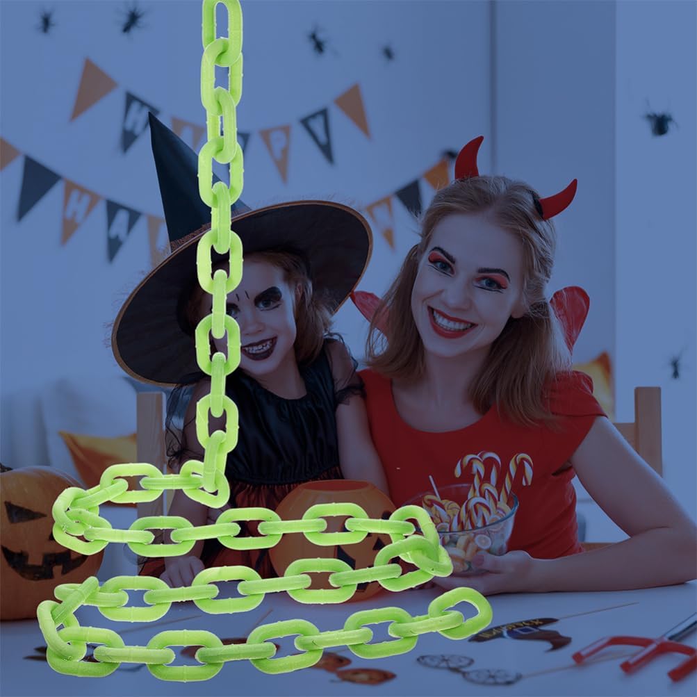 Angoily 3pcs Halloween Cosplay Chain Prop Plastic Glowing Chain Prop Party Decorative Party Supply Light Green