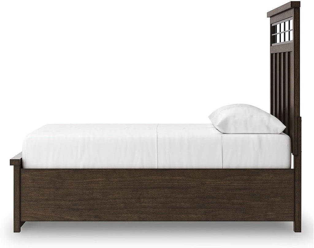 Signature Design by Ashley Taffenbrook Queen Bed Frame with Headboard, 2-Drawer Storage Platform Bed, Hardwood Solids, Mango Wood Veneer, MDF, Rich Brown Finish