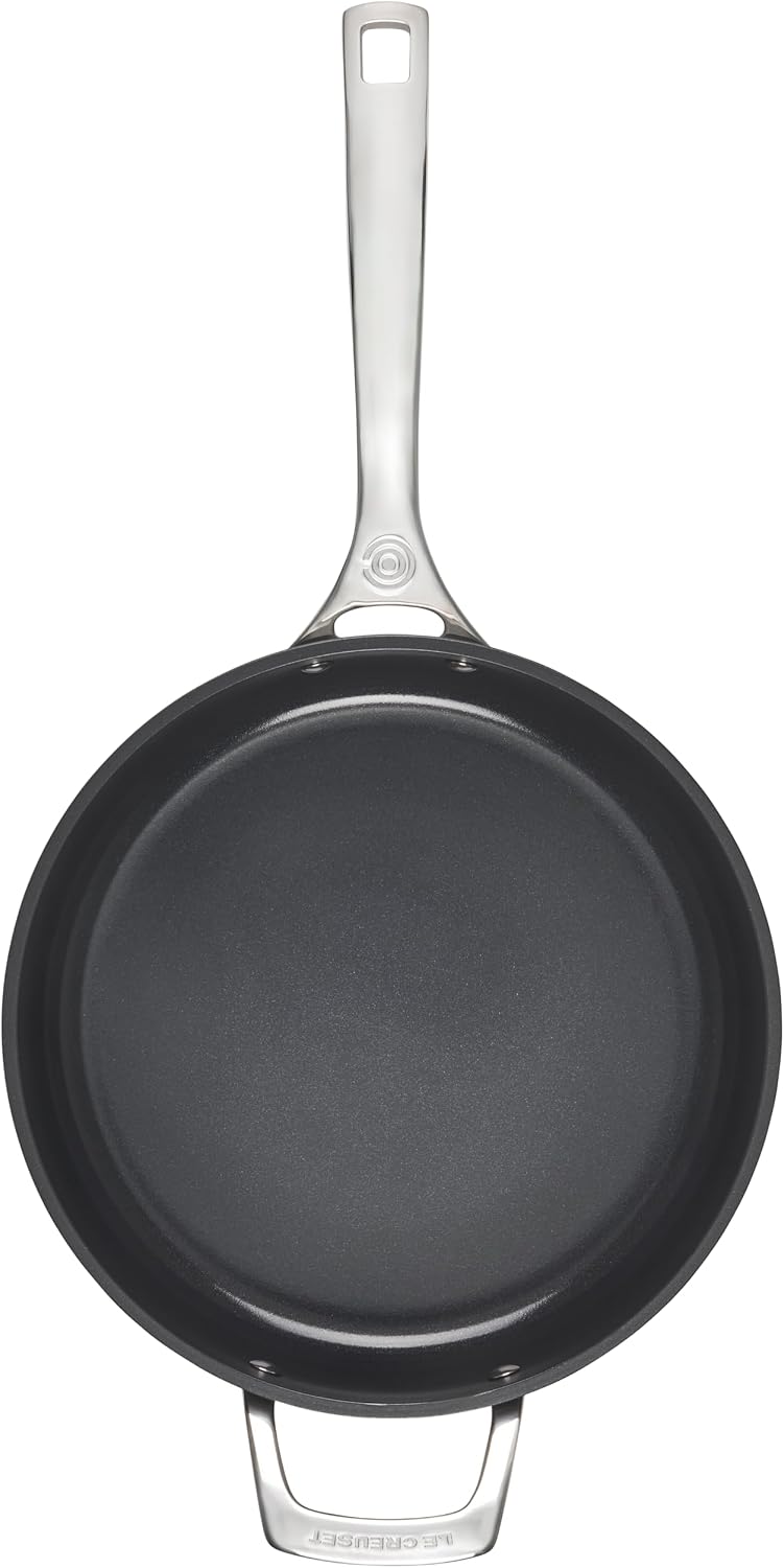 Le Creuset Essential Non-stick Ceramic Sauté Pan with Glass Lid, 4 ¼ qt.
