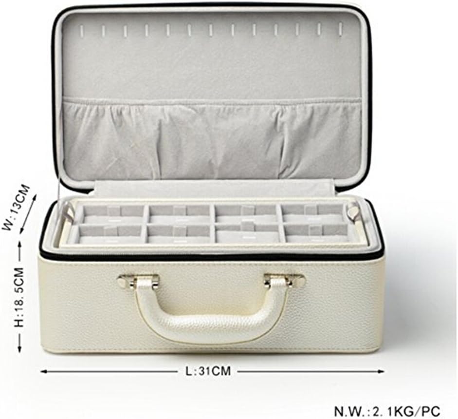 Oirlv Leather Jewelry Box Handmade Travel Jewelry Organizer Storage Case Holder For Girl Lady Earring,Ring,Necklace,Pendant,Watch,Bracelet。(X010)White