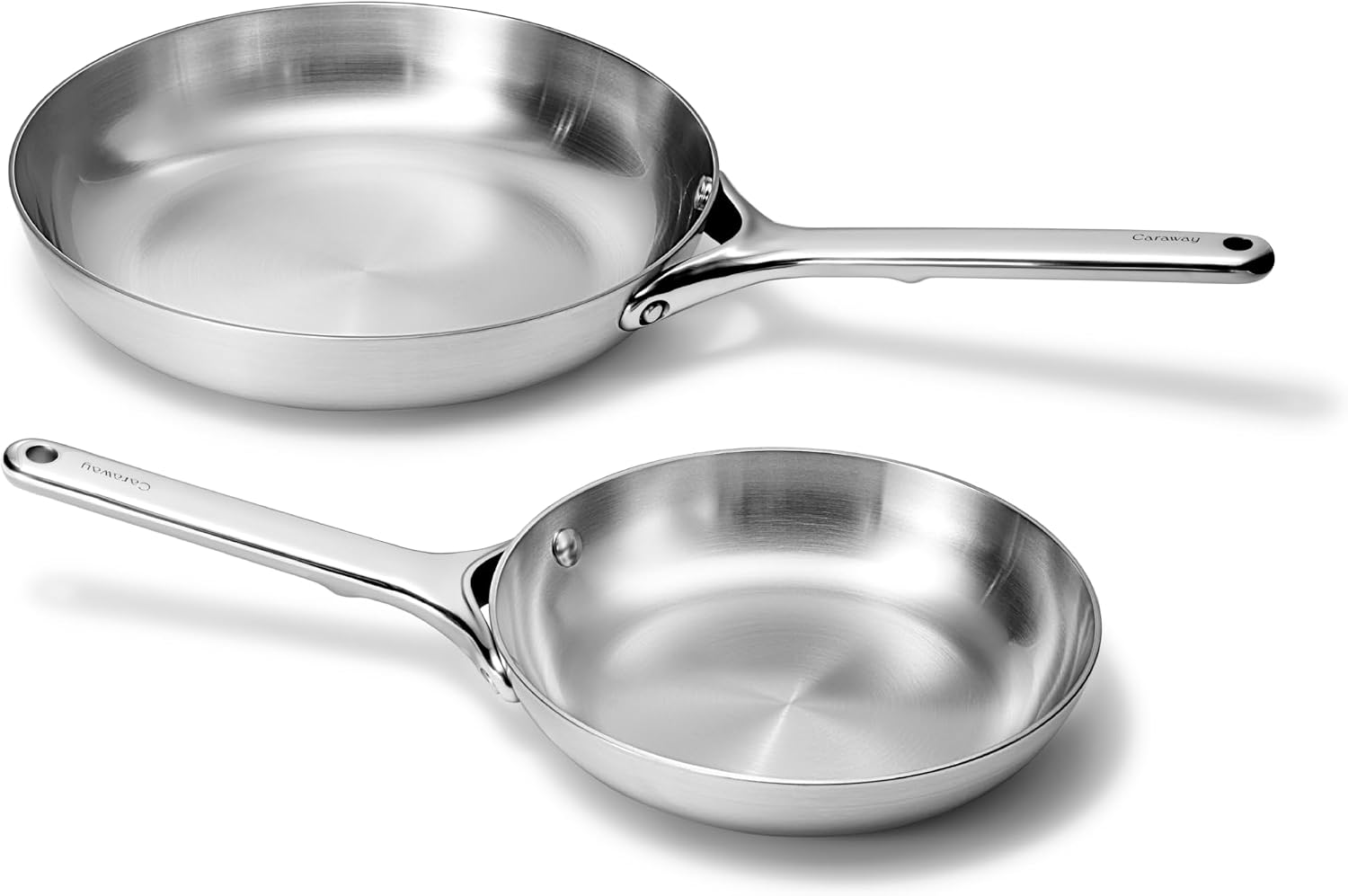Caraway Stainless Steel Fry Pan Duo - 5-Ply Frying Pans (8' & 10.5') - Non-Toxic, PTFE & PFOA Free - Oven Safe & Stovetop Agnostic
