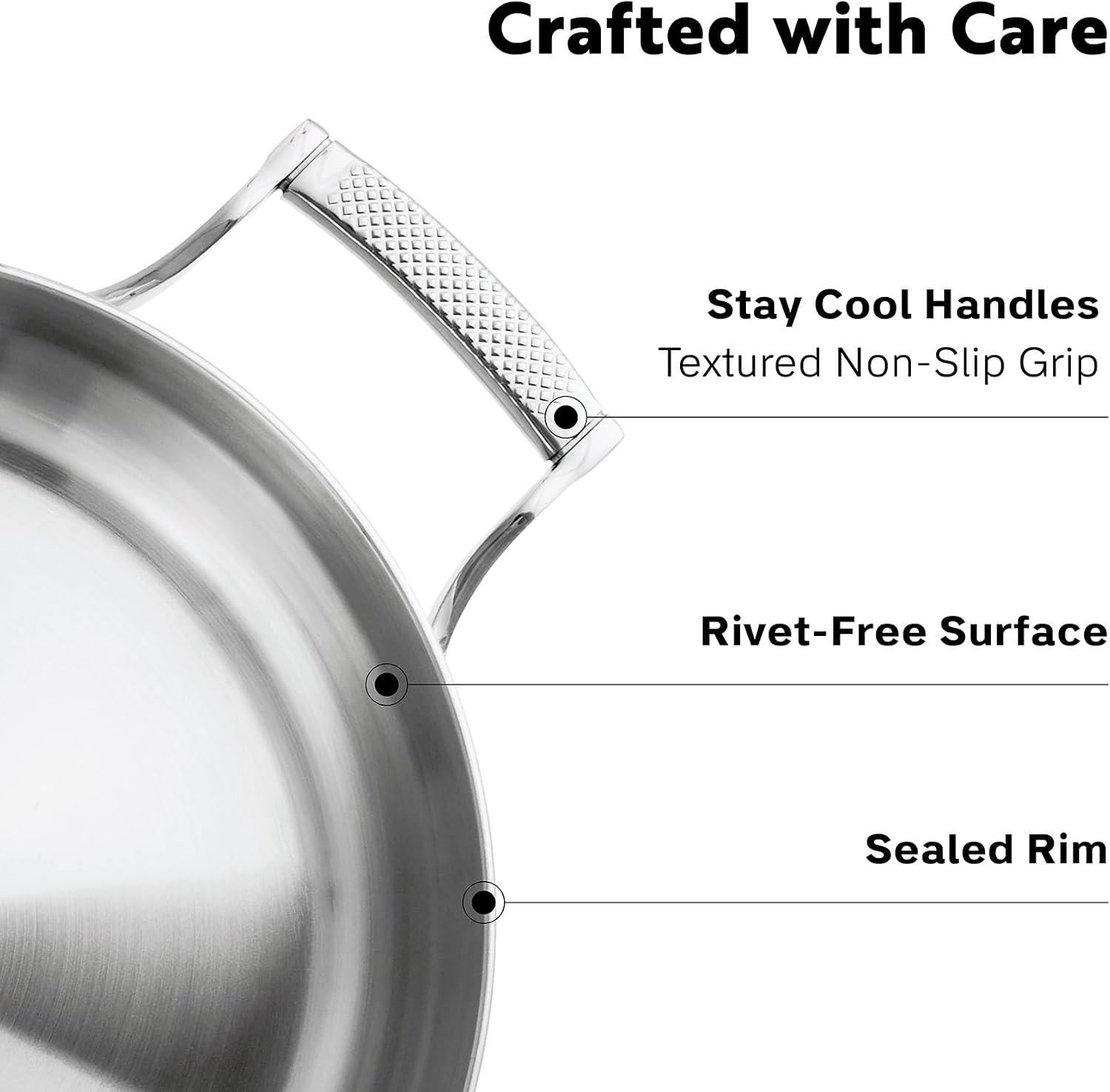 4 Quart Stainless Steel Pan with Lid - Tri Ply Braiser Pan/Frying Pan/Dutch Oven with Heat Resistant Handles - Coating-Free, Non Toxic Cookware - Induction Compatible, Oven & Dishwasher Safe