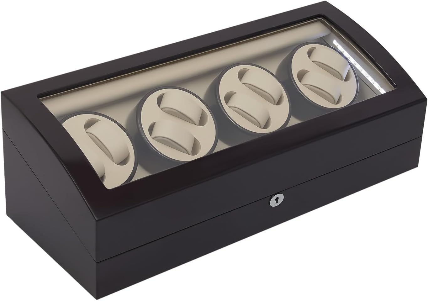 Automatic Watch Winder Display Box,17 Slot (8 Auto+9 Fixed) with 10dB Silent Motor,PU Wood Acrylic Watch Storage Case with Key Lock/Blue Ambient Light for Automatic/Semi-Mechanical Watches Collector
