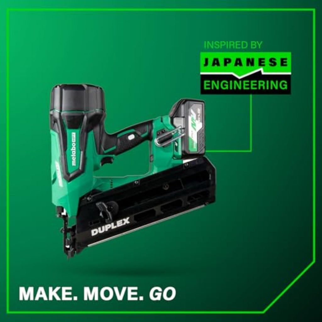 Metabo HPT 36V MultiVolt Cordless Forming Nailer, 3-1/2 Inch Duplex/Double Headed Fasteners, Power Tool with 2.5Ah Lithium Ion Battery, Drives 900 Nails per Charge, NR3675DD