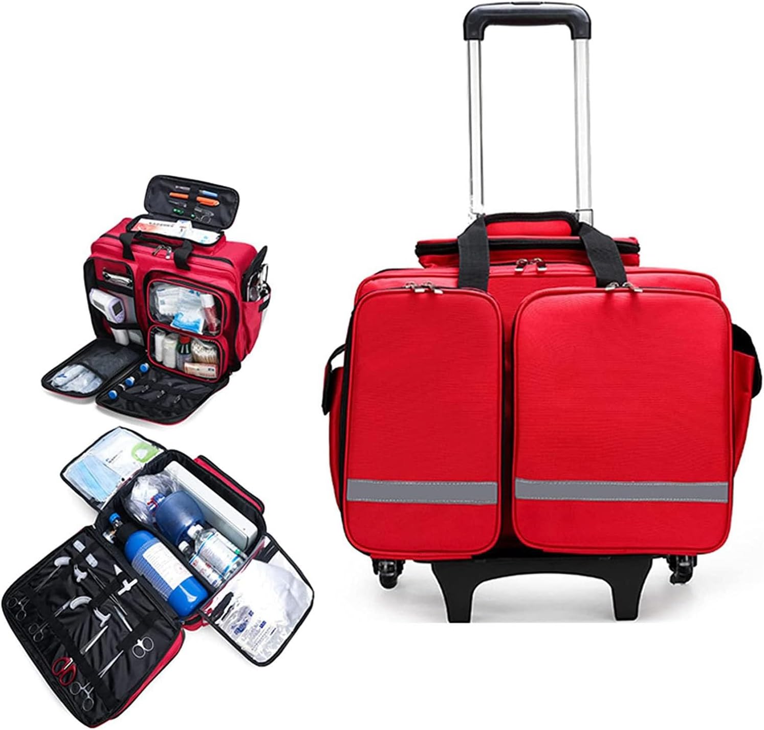Professional First Aid Kit Bag, Large Capacity, Waterproof Emergency Rescue Ideal for EMT, EMS, Paramedics Portable Storage with Dividers(A)
