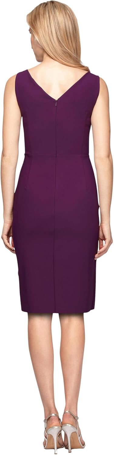 Alex Evenings Women's Slimming Short Ruched Dress with Ruffle (Petite and Regular)