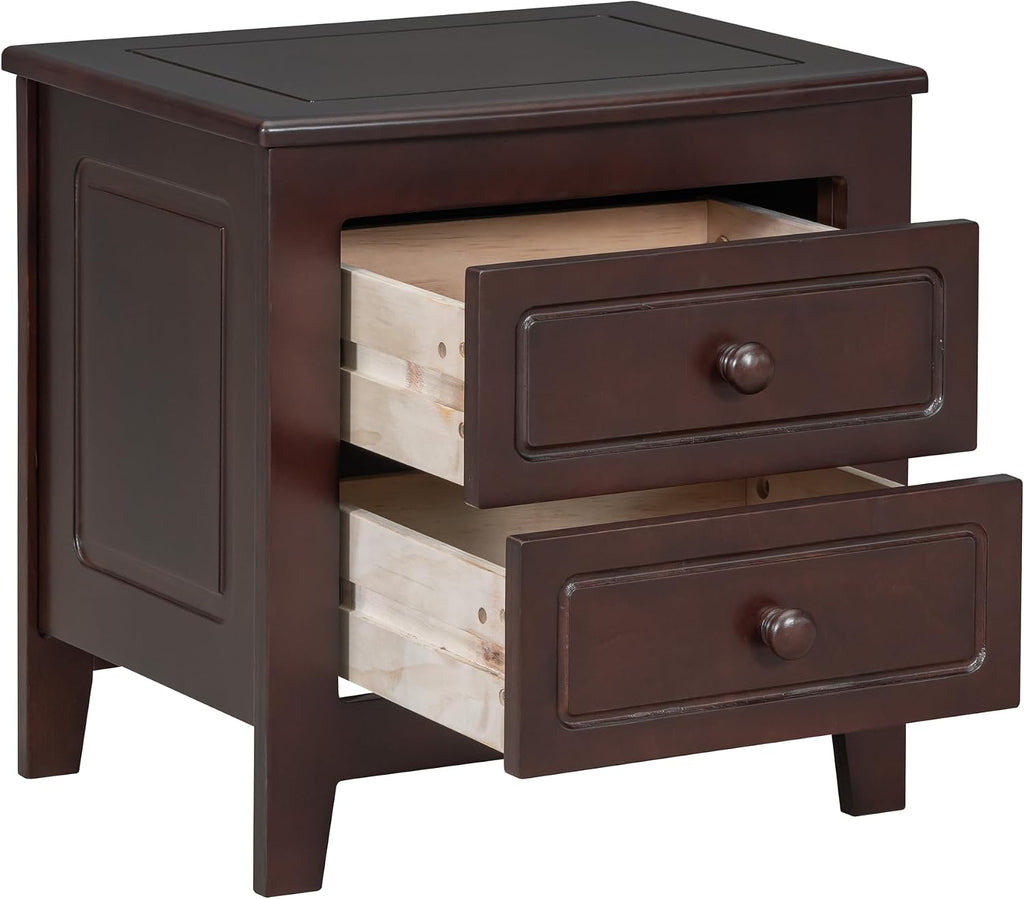 Harper & Bright Designs 3 Pieces Bedroom Sets, Full Size Wood Platform Bed Frame with 2 Nightstands, Retro Design, Farmhouse Bedroom Furnture Set, Easy to Assemble (Walnut)