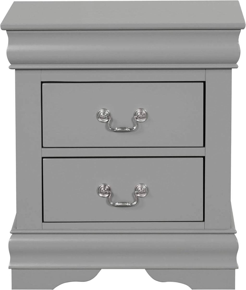 Furniture of America Louis Philippe Traditional Solid Wood 3 Piece Bedroom Set, Bed Frame and Nightstands Set of 2, Sleigh Design Bedframe with Headboard and Footboard, Box Spring Needed, Full, Gray
