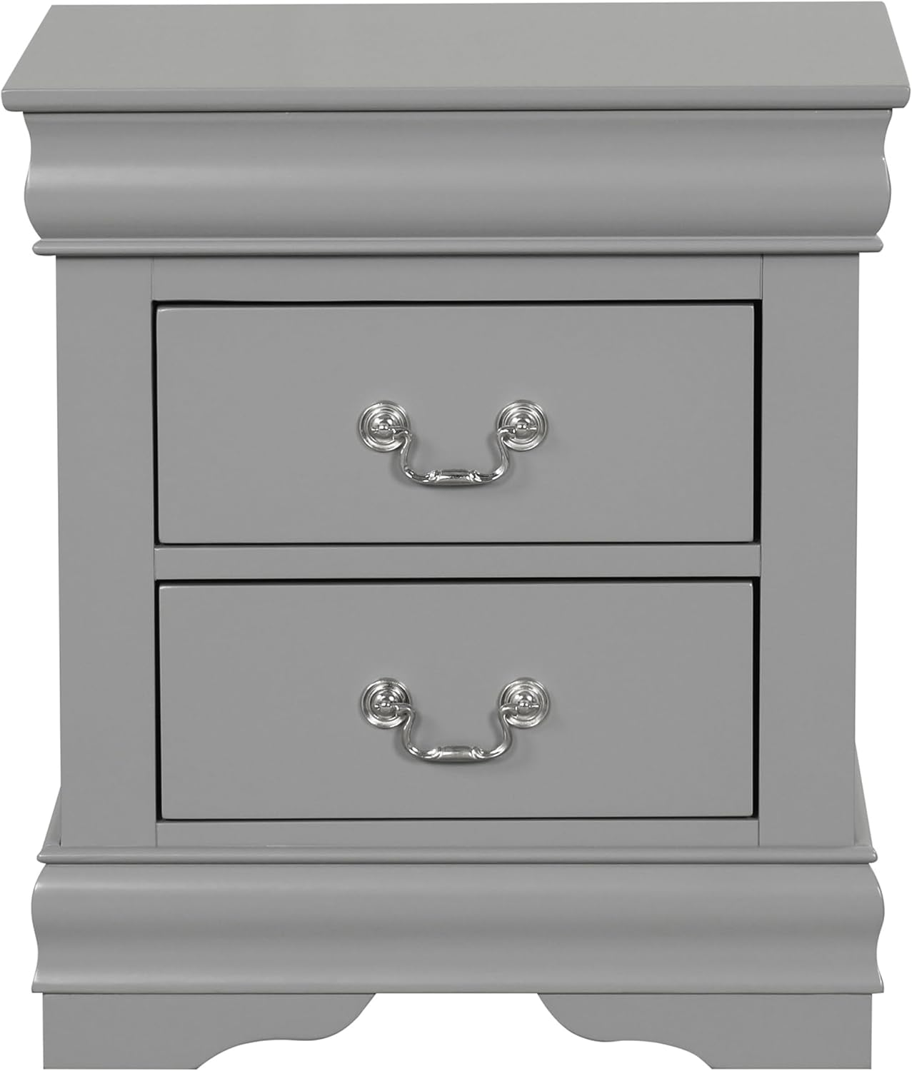 Furniture of America Louis Philippe Traditional Solid Wood 3 Piece Bedroom Set, Bed Frame and Nightstands Set of 2, Sleigh Design Bedframe with Headboard and Footboard, Box Spring Needed, Full, Gray