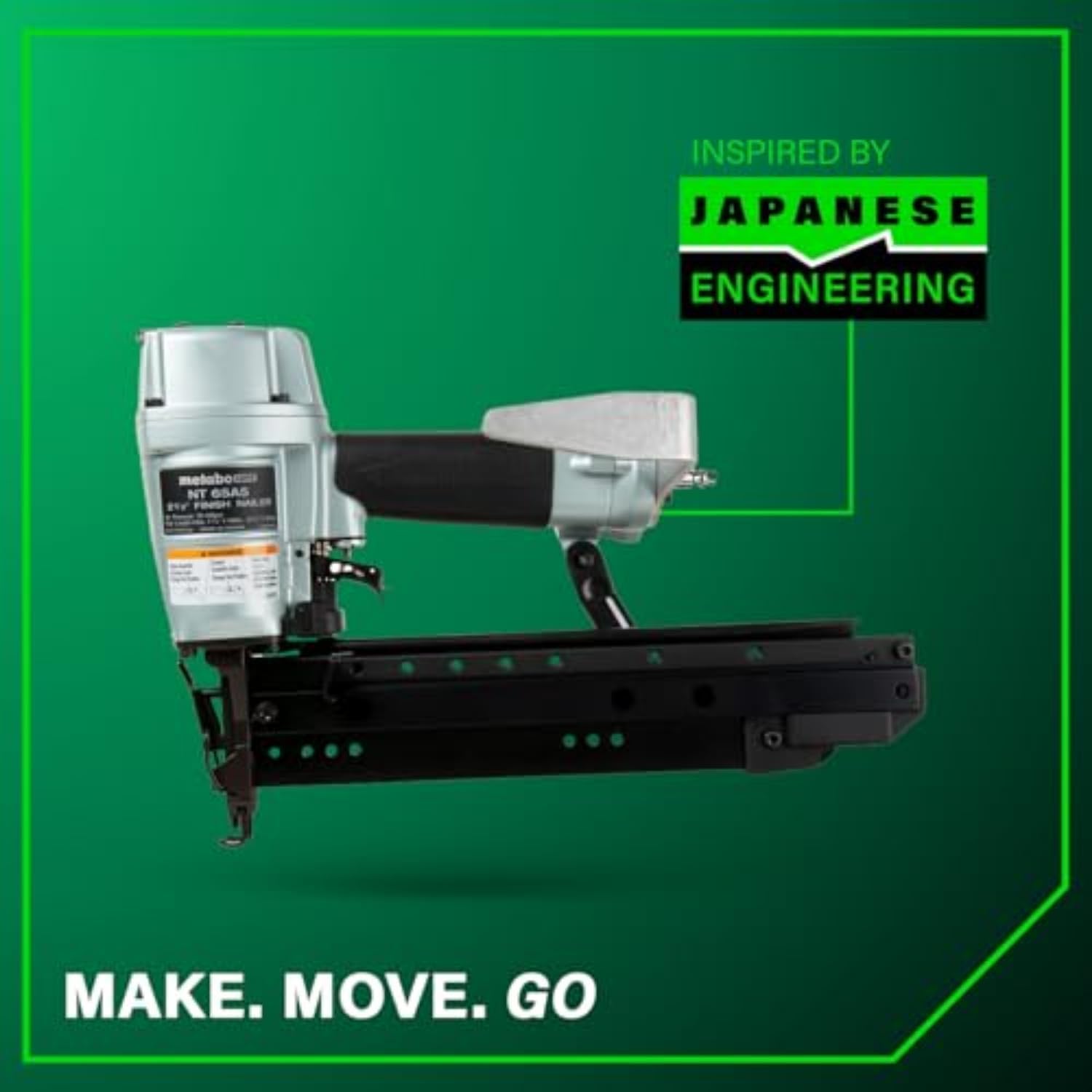 Metabo HPT Pro Finish Nailer, Pro-Preferred Pneumatic Power Nailers for Finish Applications, High Grade Aluminium Magazine, 16 Gauge, 1-1/2' to 2-1/2' Straight Nails, NT65A5