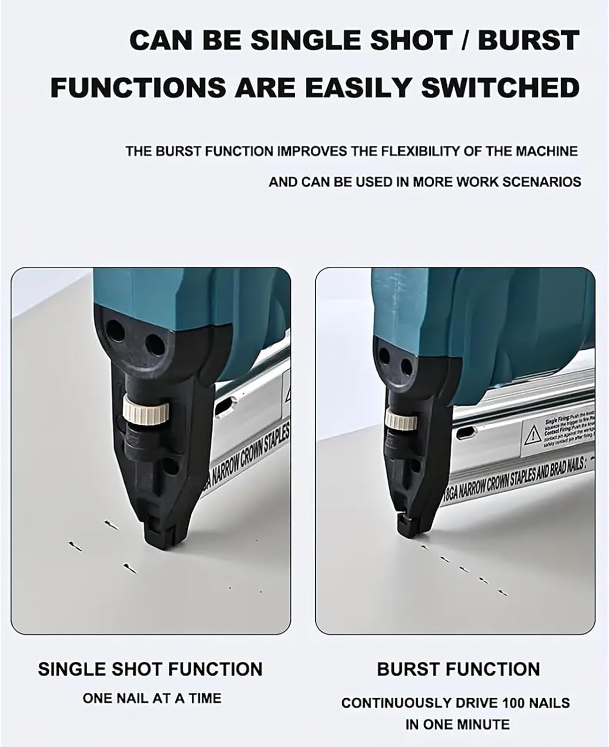 2-in-1 Brad Nailer & Staple Gun with 2000mAh Battery and Charger,Nail Gun Battery Powered, Up to 2 Inch, Tool-Free Jam Release for Woodworking,Upholstery
