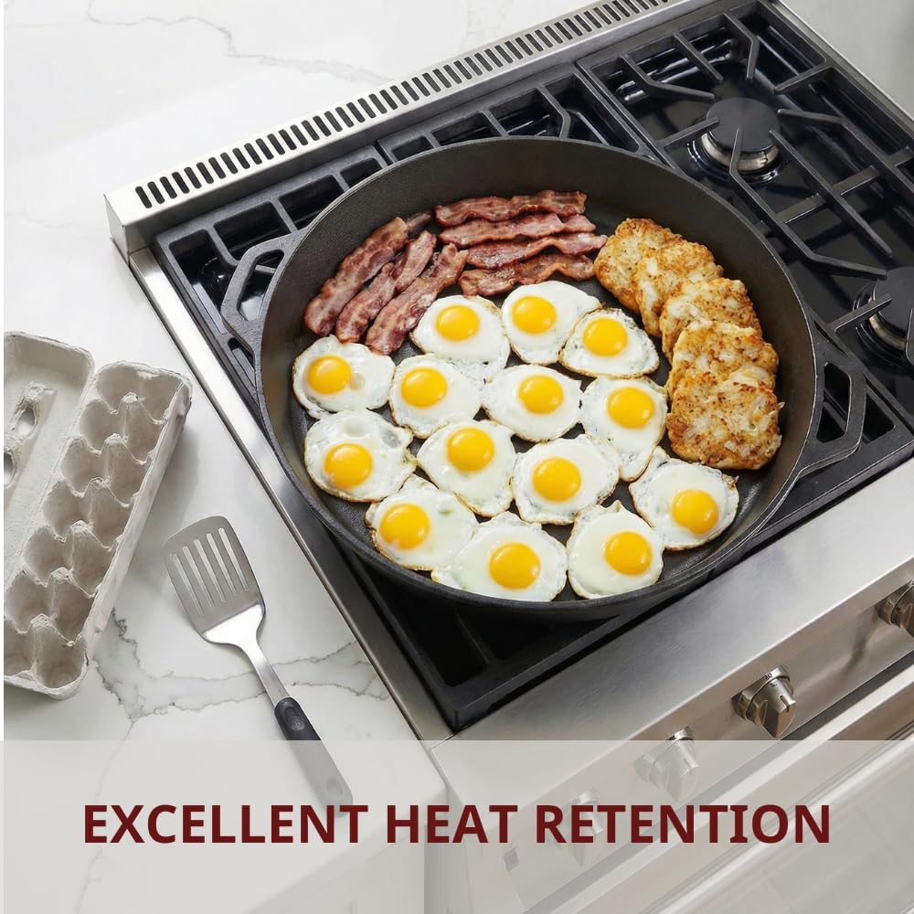 Large Cast Iron Skillet 20 Inch, Pre Seasoned Cast Iron Skillet for Cooking & Frying – XL Heavy Duty Pan with Dual Handles – Ideal for Grill, Oven, Stove, Campfire Use