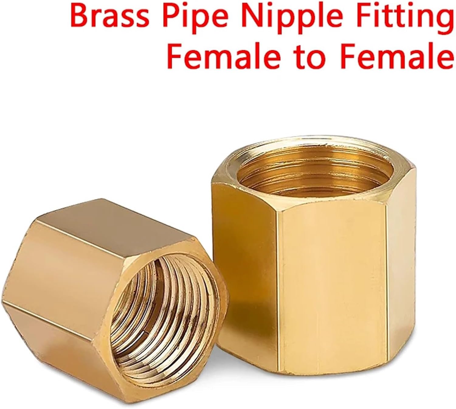 50Pcs 1/8 1/4 3/8 1/2 3/4 Inch Female Thread Brass Pipe Fittings Hex Nut Rod Connector Coupling(02-02)