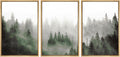 SIGNWIN Framed Canvas Print Wall Art Woodland Nursery Decor Set Fog & Mist Over Green Pine Tree Forest Nature Wilderness Modern Art Chic Landscape for Living Room, Bedroom, Office - 24'x36'x3 Natural