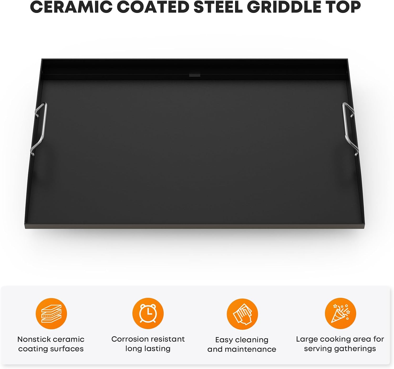 Stanbroil 28 Inch Flat Top Griddle Replacement Top for Blackstone 28' 2-Burner Gas Grill Cooking Station, Ceramic Coated Steel Griddle Top Replacement with Rear Grease System, Black