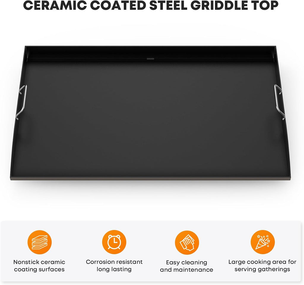 Stanbroil 36 Inch Flat Top Griddle Replacement Top for Blackstone 36' 4-Burner Gas Grill Cooking Station, Ceramic Coated Steel Griddle Top Replacement with Rear Grease System, Black