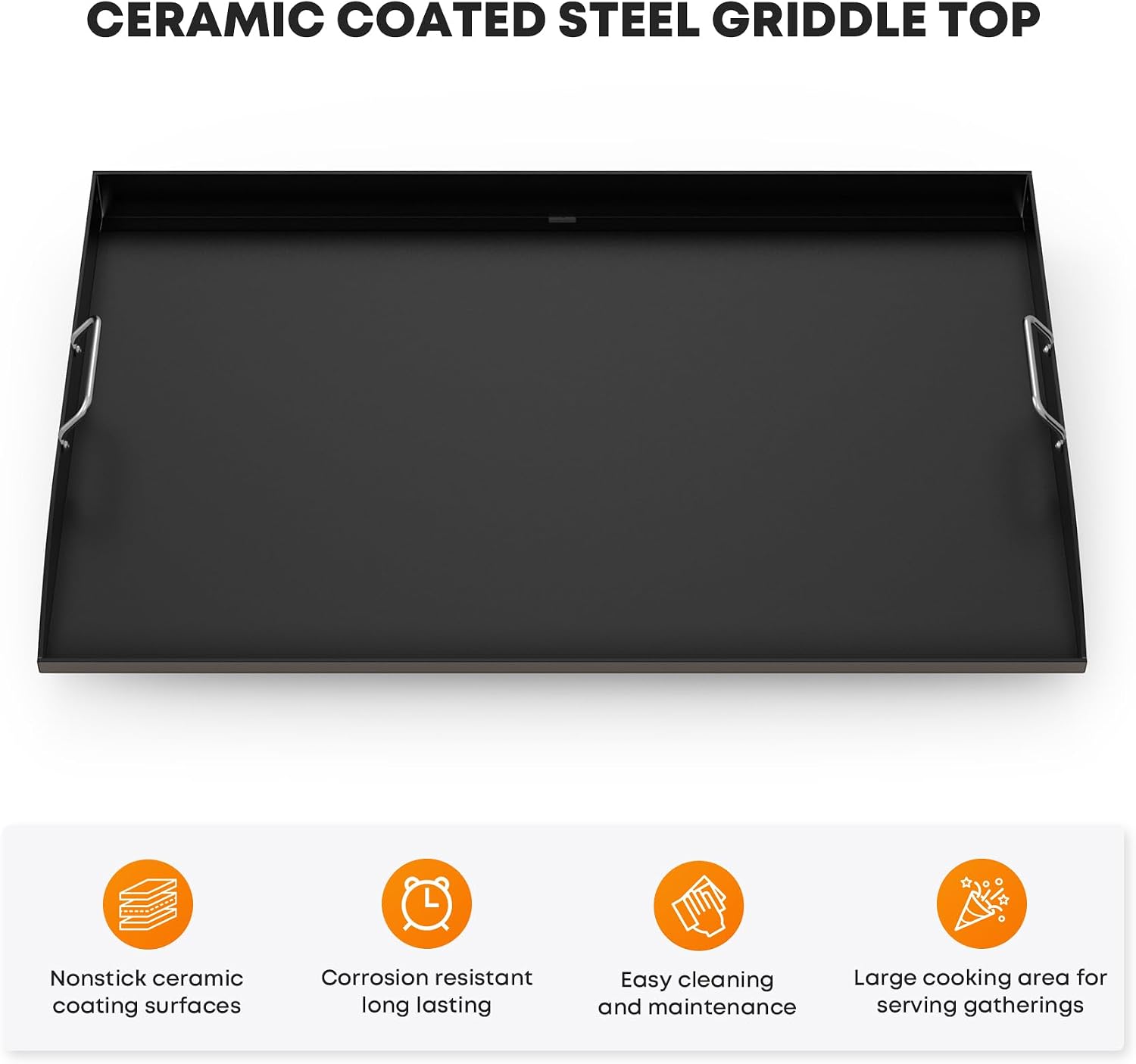 Stanbroil 36 Inch Flat Top Griddle Replacement Top for Blackstone 36' 4-Burner Gas Grill Cooking Station, Ceramic Coated Steel Griddle Top Replacement with Rear Grease System, Black