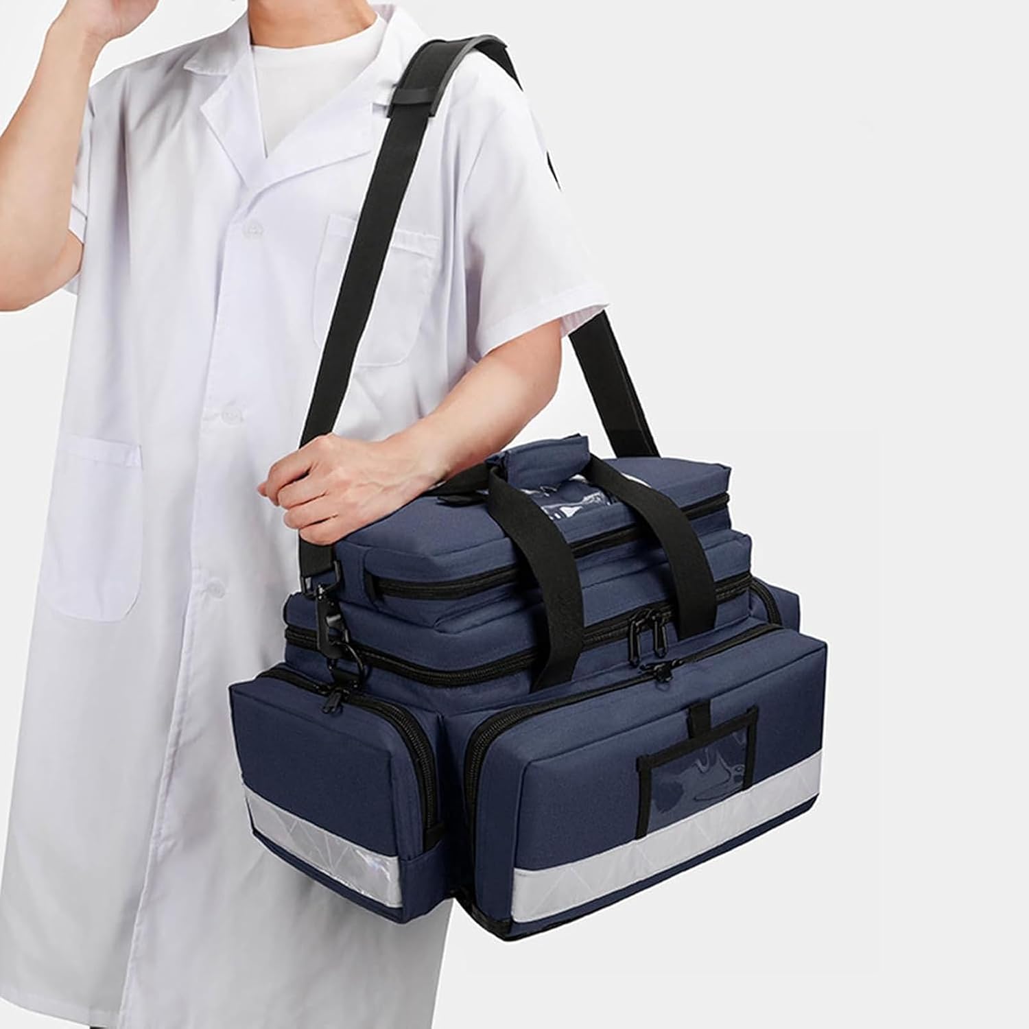 First Responder Bag, Nurse Supply with Shoulder Strap Trauma Backpack Emergency for Home Visit, Health Care, Hospice, Travel, or Event
