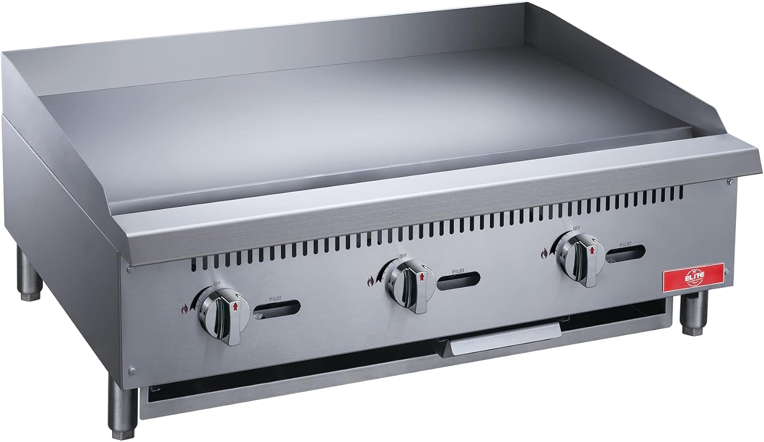 Commercial Countertop Griddle, ETL 36' Flat Top Grill Natural Gas (NG) / Propane, 3 Burners - 90000 BTU