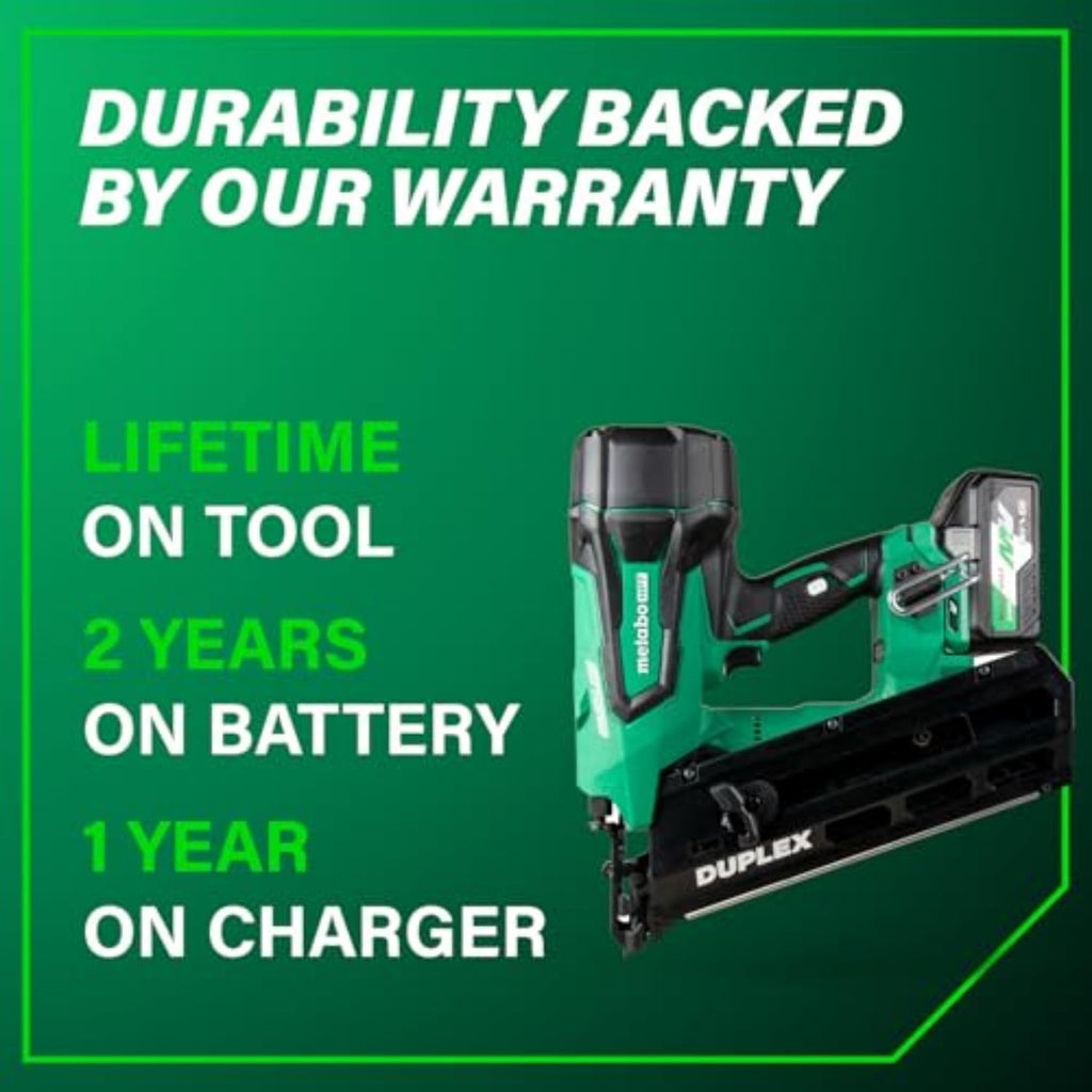 Metabo HPT 36V MultiVolt Cordless Forming Nailer, 3-1/2 Inch Duplex/Double Headed Fasteners, Power Tool with 2.5Ah Lithium Ion Battery, Drives 900 Nails per Charge, NR3675DD
