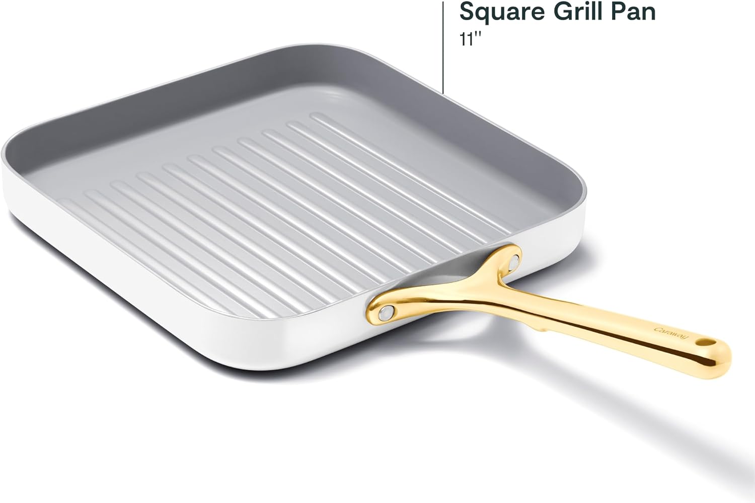 Caraway Square Grill Pan - 11' Grill Pan - Non-Stick Ceramic Coated - Non Toxic, PTFE & PFOA Free - Oven Safe & Compatible with All Stovetops - White