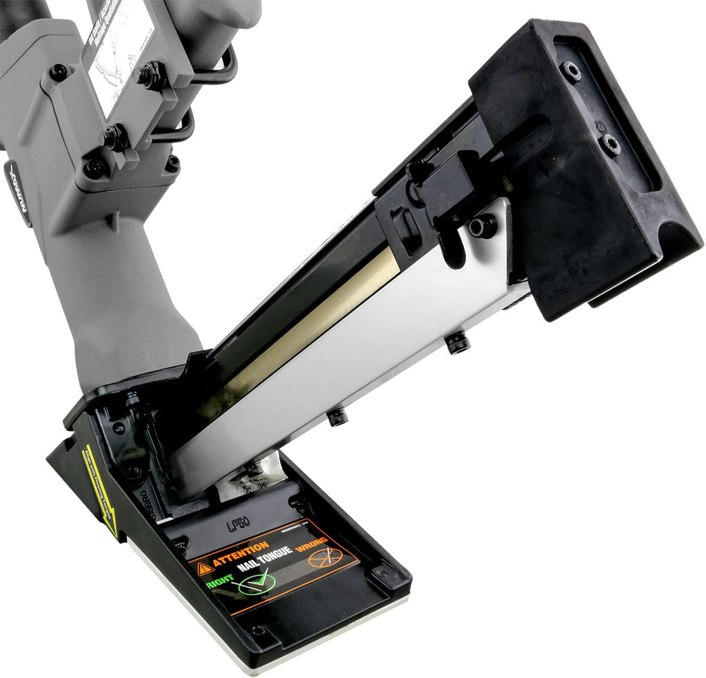 NuMax SFL618 Pneumatic 3-in-1 15.5-Gauge and 16-Gauge 2' Flooring Nailer / Stapler with Flooring Mallet and Interchangeable Base Plates