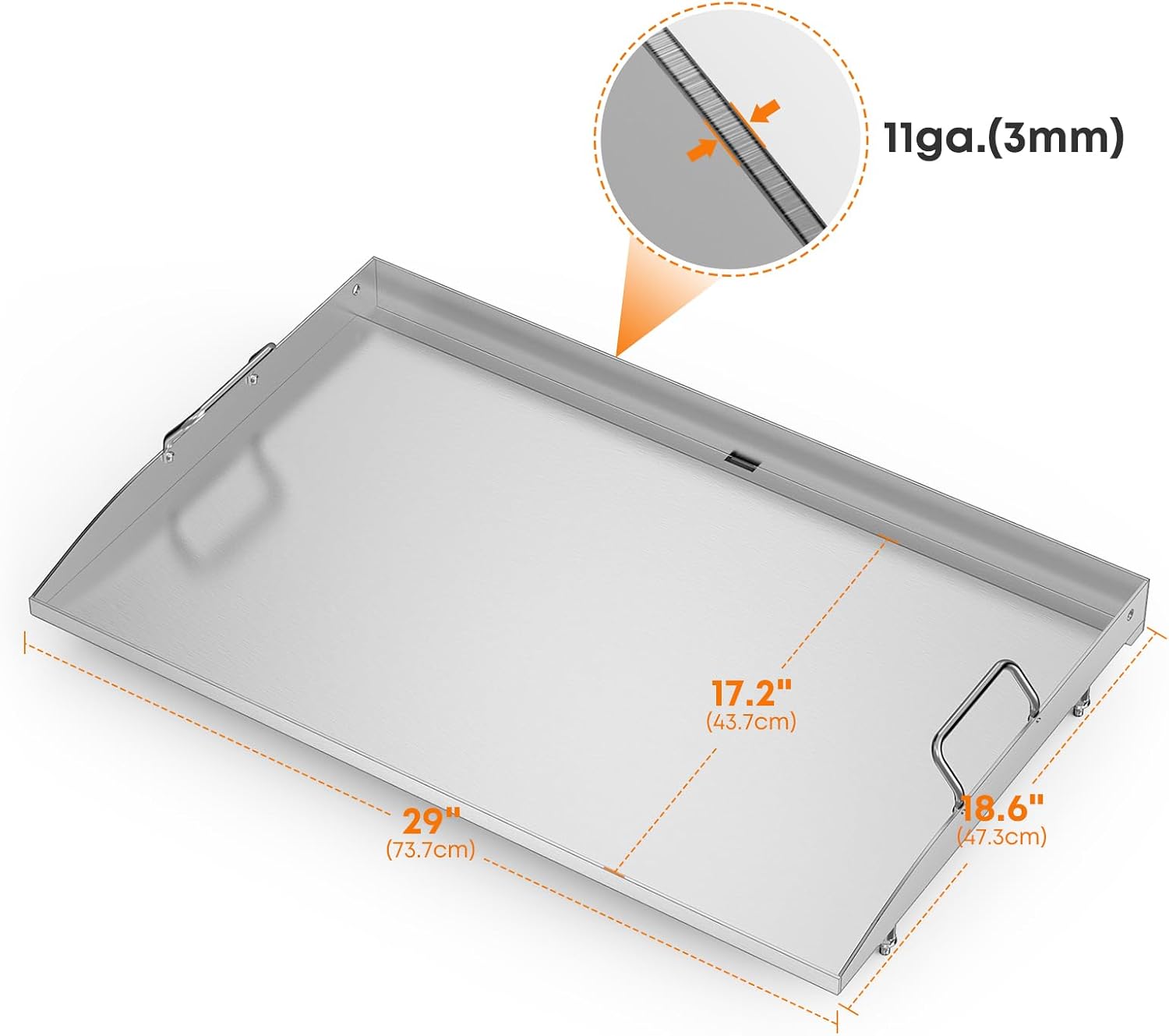 Stanbroil 28 Inch Flat Top Griddle, Stainless Steel Griddle Replacement Top for Blackstone 28' 2-Burner Gas Grill Cooking Station, Rear Grease Management System