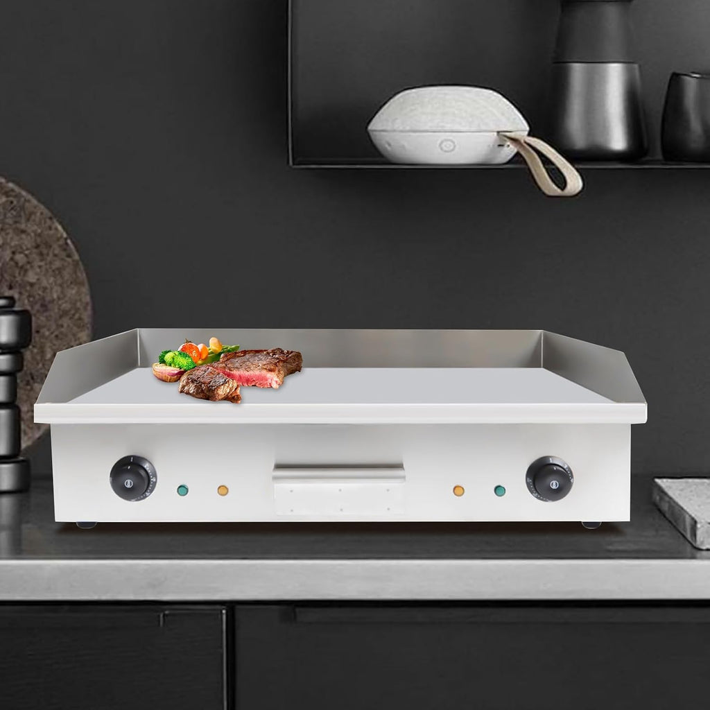 3000W Commercial Electric Countertop Griddle, 28'Cooktop Flat Top Grill Hot Plate,Iron Flat Top Stove Grill Dual Control Temperature 122°F-572°F Teppanyaki Machine Electric Grills Cooking