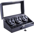 Watch Winder, XTELARY Luxury 3 Motor Quad Watch Winders for Automatic Watches Safe & Wooden Display Box Case 7+8 Storage (Black)