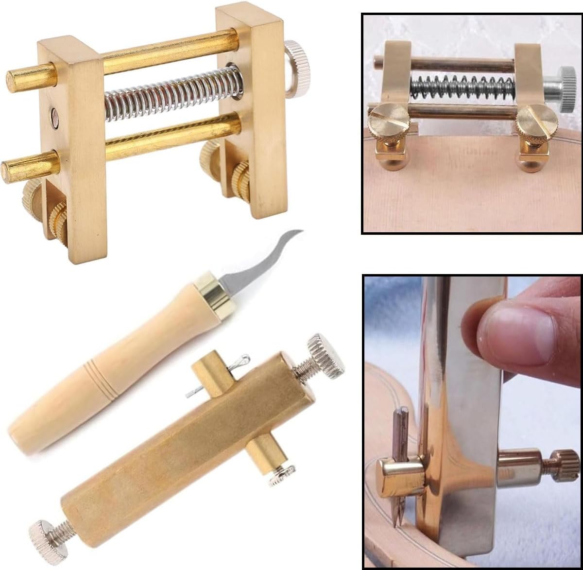 35Pcs Violin Luthier Repair Making Tool Kit, Violin Fingerboard Scraper Set, Purfling Groove Knife Crack Repair Tuning Fork Bridge Clamp Sound Post Fingerboard Template Maintenance Tool