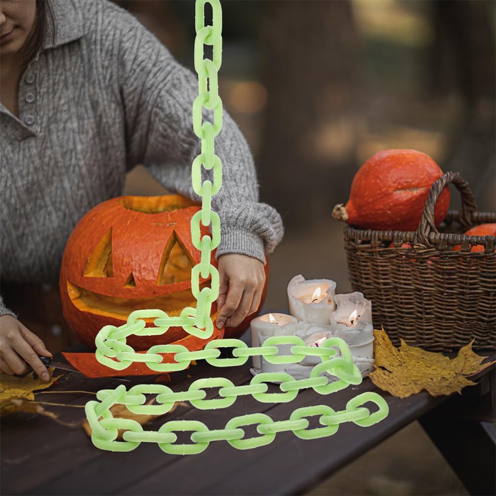 Angoily 4pcs Halloween Cosplay Chain Prop Plastic Glowing Chain Prop Party Decorative Party Supply Light Green