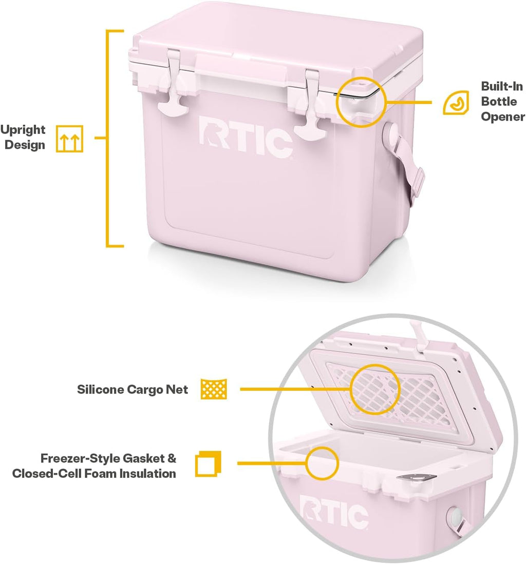 RTIC Ultra-Light Hard Cooler Insulated Portable Ice Chest Box for Drink, Beverage, Beach, Camping, Picnic, Fishing, Boat, Barbecue, 30% Lighter Than Rotomolded Coolers