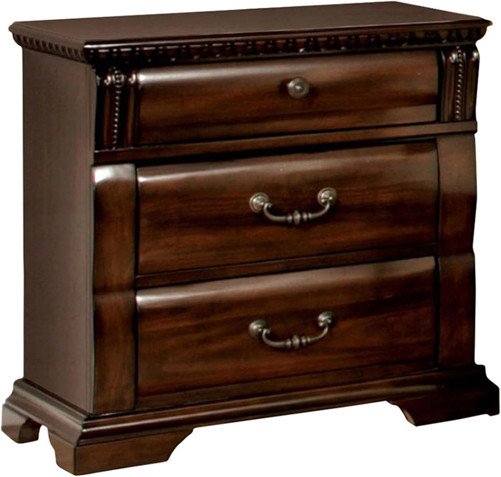Benjara Koi 4 PC California King Bedroom Set- Cherry Brown Wood