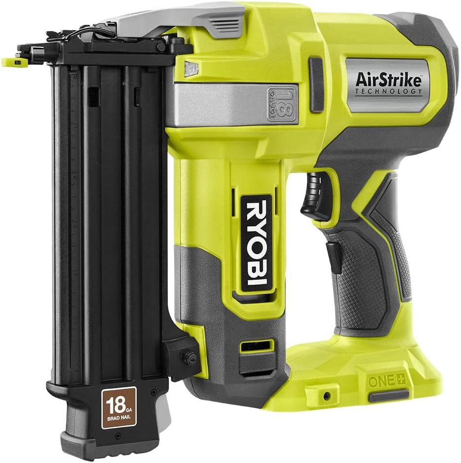 RYOBI ONE+ 18V 18-Gauge Cordless AirStrike Brad Nailer P321 with Battery and Charger (Renewed)