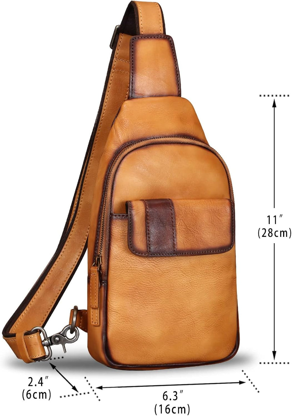 Genuine Leather Sling Bag - Vintage Sling Backpack for Men & Women - Fashion Shoulder & Crossbody Bag