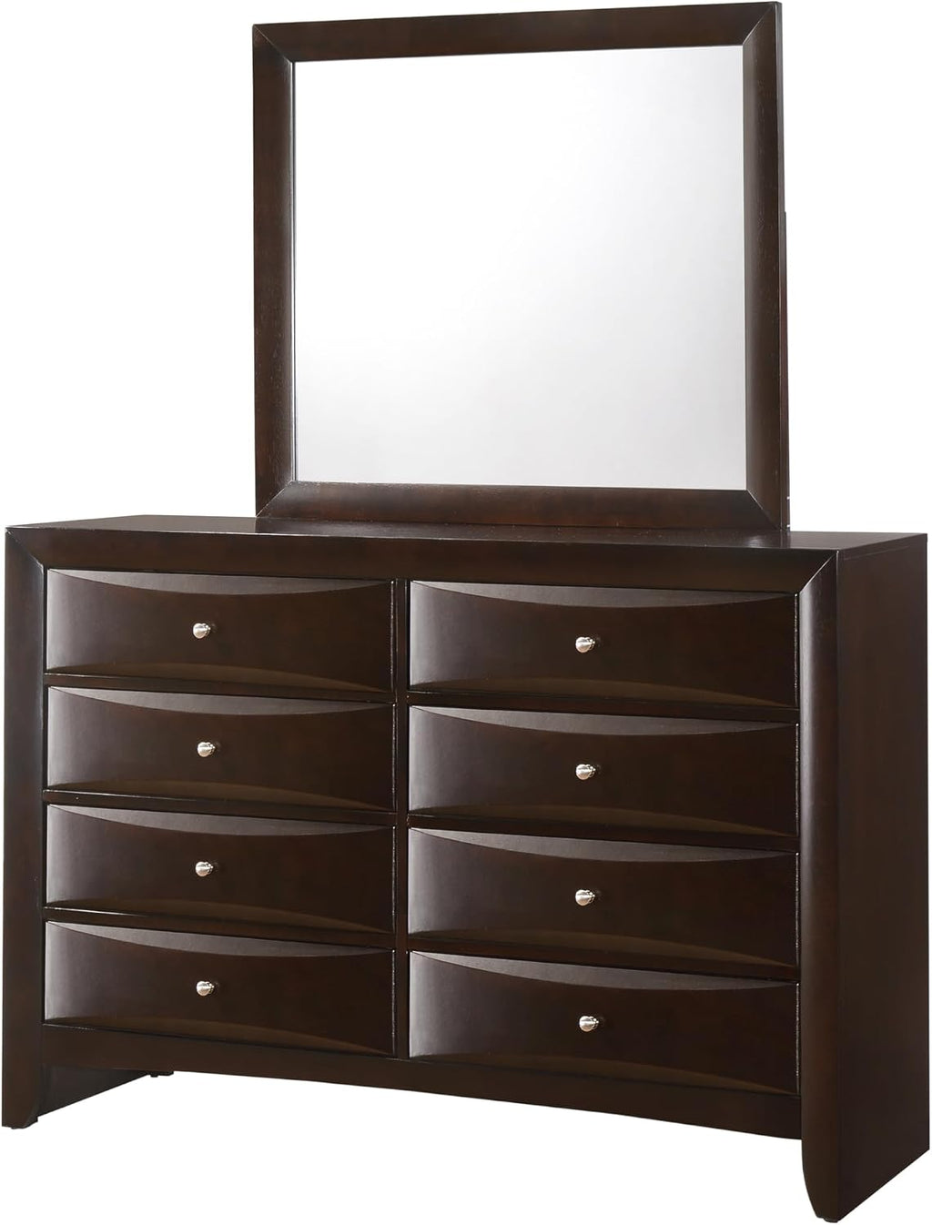 6pc Master Bedroom Set Brown Cherry Finish Solid Wood Platform King Size Captain's Bed Wooden Furniture