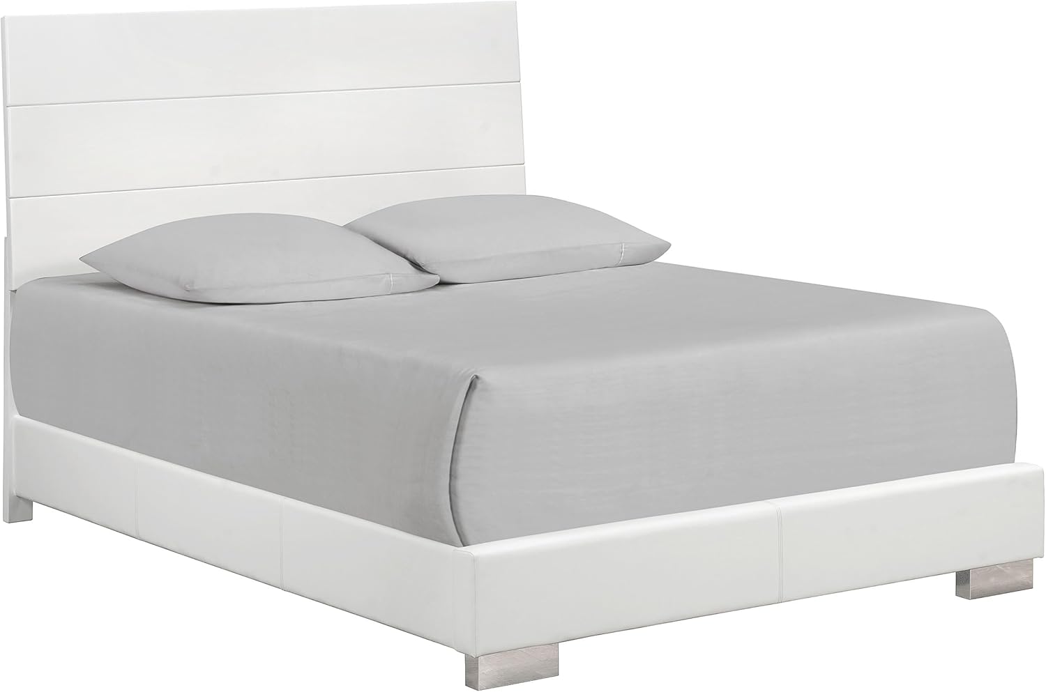 Coaster Home Furnishings Felicity Contemporary 6-Piece Bedroom Set Queen Size Panel Bed Frame 51-inch Headboard White High Gloss 203501Q-S6